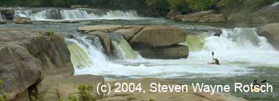 kayakers and valley falls--panorama